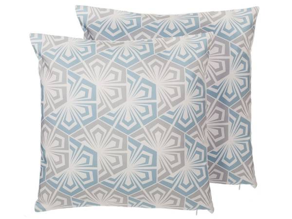 Dekokissen PRIMROSE 2-tlg Blau - Grau - Weiß - Textil - 45 x 12 x 45 cm
