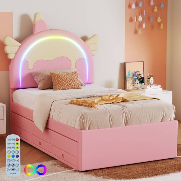 Kinderbett K-368 Rosé - 94 x 136 x 203 cm