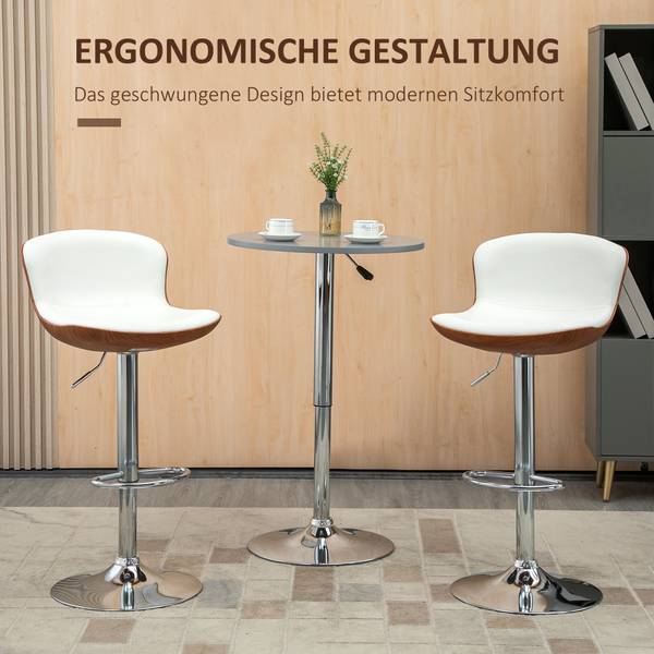 Tabourets de bar 835-224V00CW, lot de 2 Blanc - Cuir synthétique - 46 x 106 x 50 cm
