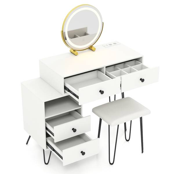 Schminktisch TG33422PQ Weiß - Holzwerkstoff - 40 x 120 x 98 cm