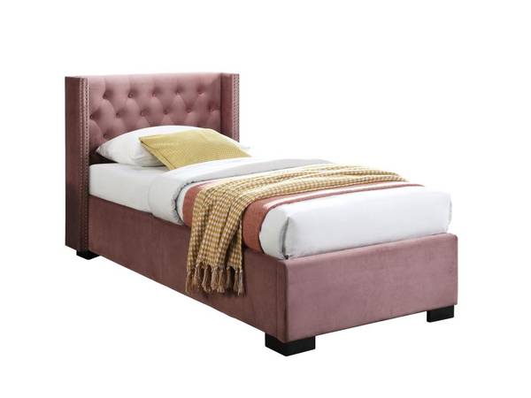 Bett mit Bettkasten MASSIMO Pink - Textil - 107 x 111 x 214 cm