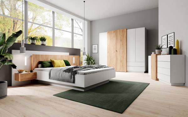 Kleiderschrank Marseille Weiß - Holzwerkstoff - 230 x 203 x 52 cm
