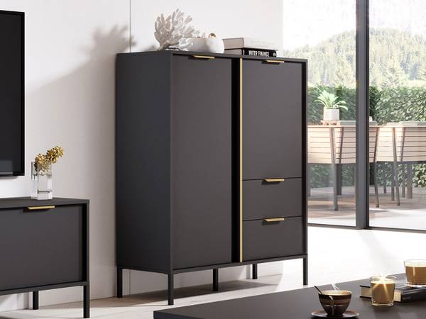 Kommode Lars 2D2S Gold - Grau - Holzwerkstoff - 40 x 123 x 103 cm