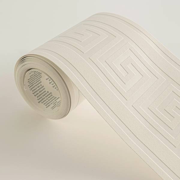 Bordüre Maze SK Silber - Weiß - Fleece - Vinyl - 13 x 500 x 1 cm