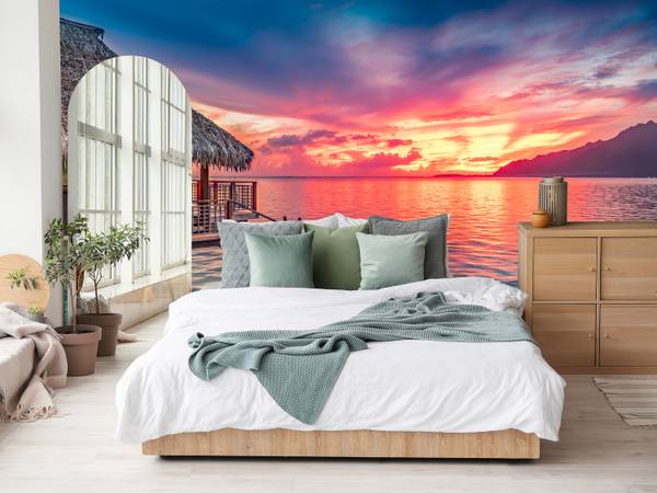 Fotobehang Oceaan Hut 450 x 315 x 315 cm