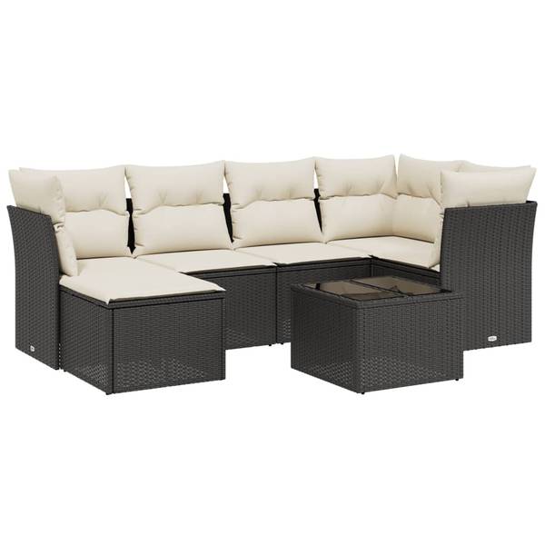 Salon de jardin 3036404-1 (lot de 7) Noir - Crème - Blanc