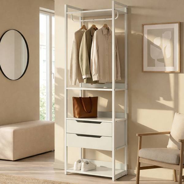 Standgarderobe Jässaatka Grau - Stahl - 61 x 200 x 40 cm