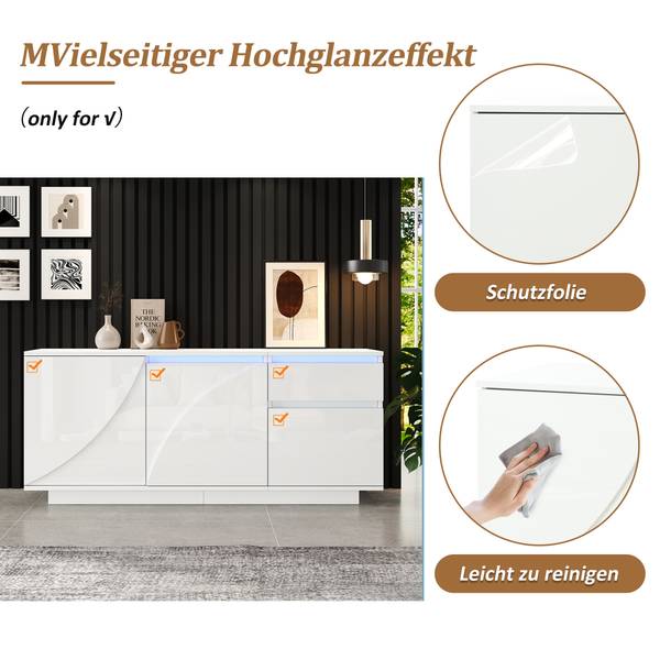Sideboard Eurynom Ⅰ Weiß - Holzwerkstoff - 140 x 60 x 40 cm
