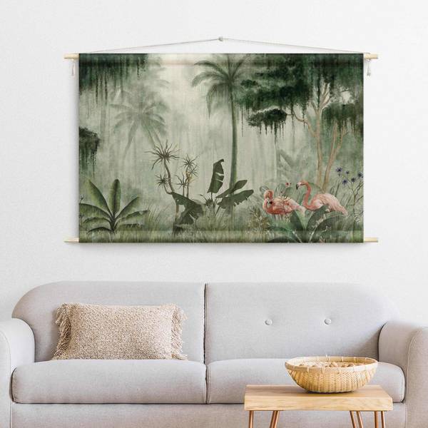 Wandteppich Flamingos im Dschungel 145 x 95 cm