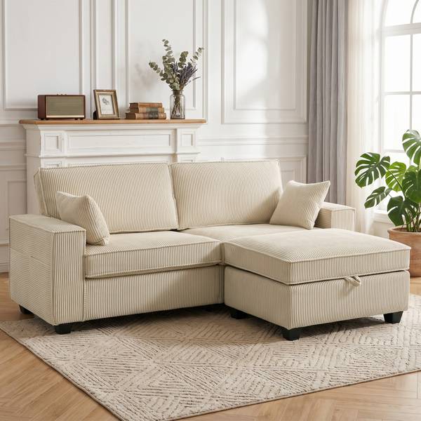 Ecksofa 83B-904V00BG Beige - Cord - 151 x 94 x 216 cm