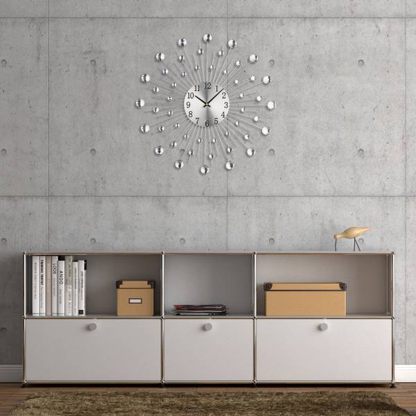 Wandklok diamanten Ø 50 cm zwart - zilver - ijzer - 50 x 50 x 5 cm