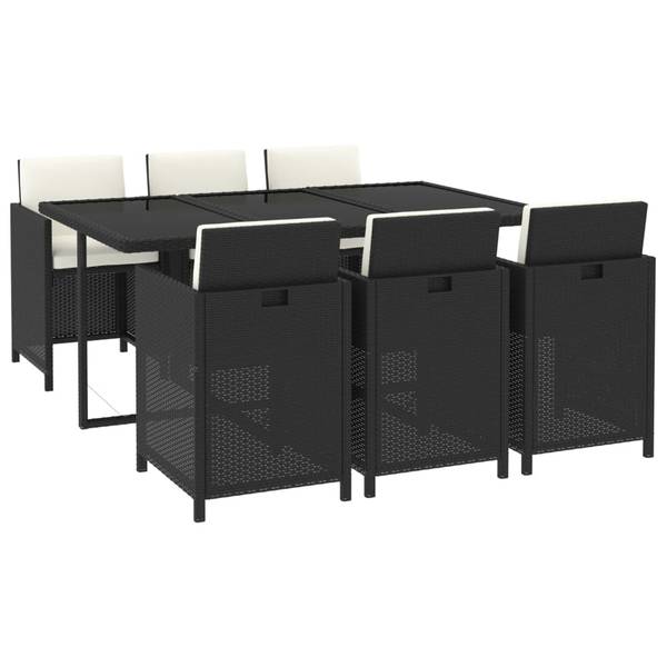 Tuinset 3012316-15 Set van 7 zwart - polyester - polyethyleen - 107 x 74 x 163 cm