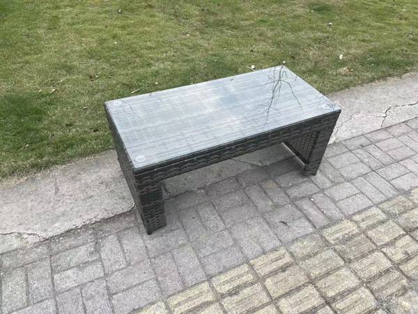 Garten Couchtisch A(1er-Set) Grau - Metall - Polyrattan - 50 x 48 x 105 cm