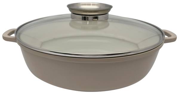 Servierpfanne BETTY Grau - Glas - Metall - 28 x 8 x 28 cm