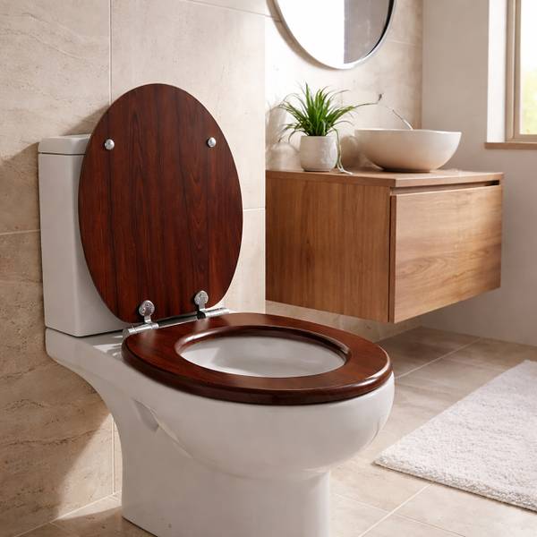 Abattant WC à fermeture douce Marron - Argenté