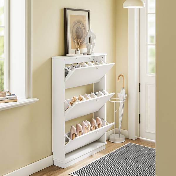 Schoenenkast FSR215-W wit - glas - 18 x 113 x 76 cm