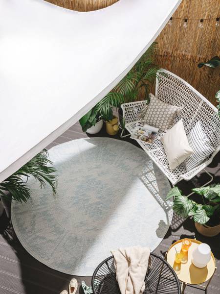 In-/Outdoorteppich Bronco Blau - Polypropylen - 160 x 1 x 160 cm