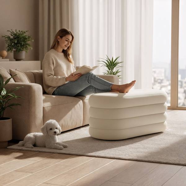 Samt-Sitzbank PUFFO Weiß - Samt - 42 x 42 x 100 cm