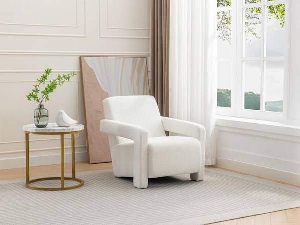 Sessel mit gerader Rückenlehne ISPARTA Weiß - Textil - 83 x 71 x 65 cm