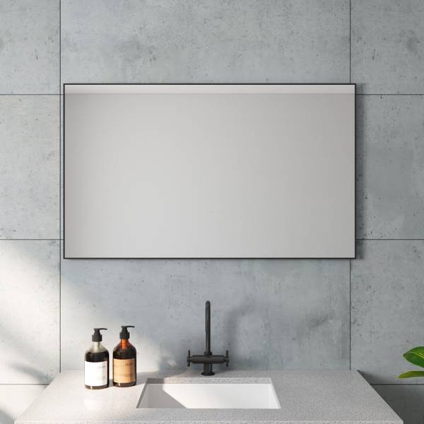 Wandspiegel mit Schwarz Alu- Rahmen 100 x 60 cm