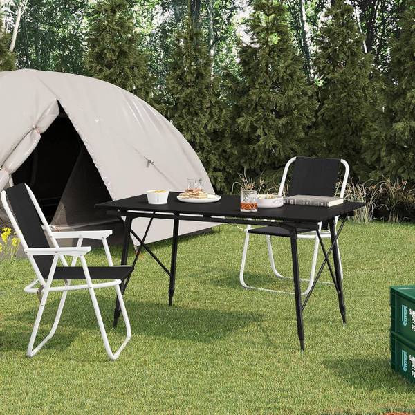 Campingtisch Wayne Schwarz - Aluminium - 120 x 79 x 69 cm