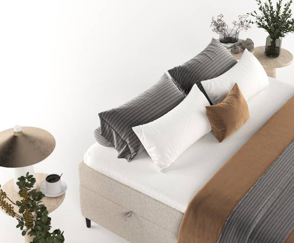 Premium Boxspringbett Theo Hellbraun - Liegefläche Breite: 160 cm