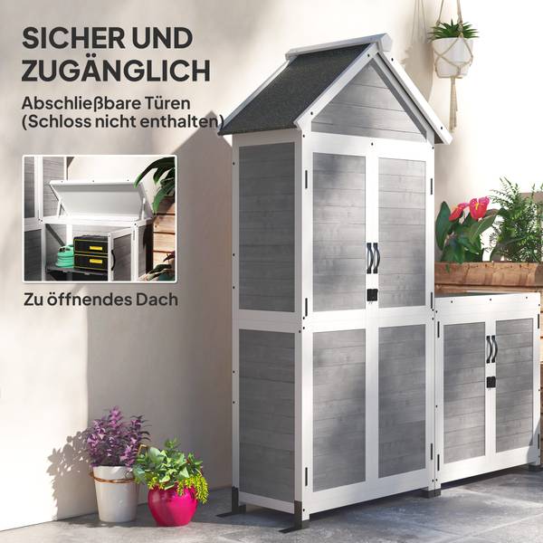 Gartenschrank 2er Set 84H-343V00LG Grau - Tanne - 51 x 182 x 89 cm