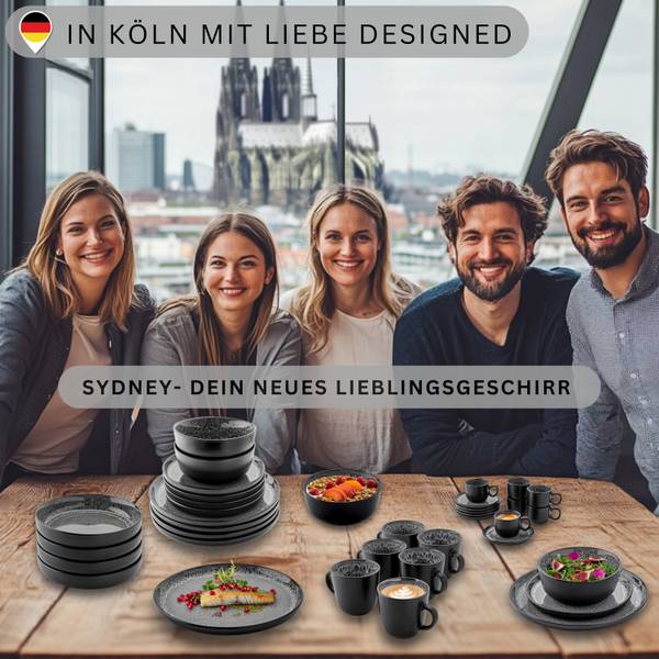Espressotassen Set Sydney - 12 teilig Grau - Stein - 17 x 8 x 40 cm