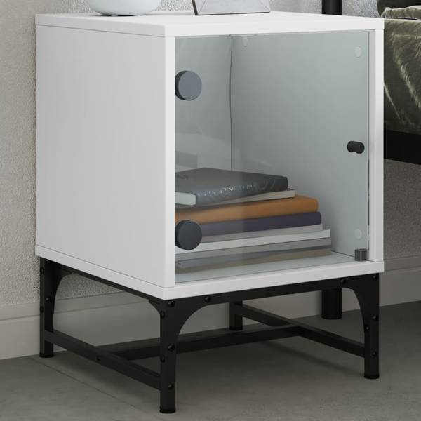 Nachttische mit Glastüren 2er Set W550 Weiß