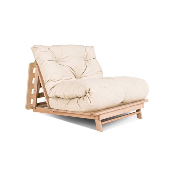 Futon Stuhl LAYTI-90, Buchenholz Cremeweiß - Geölt