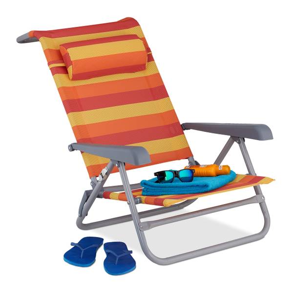 Opvouwbare strandstoel met armleuning oranje - rood - geel - polyester - staal - 59 x 78 x 85 cm