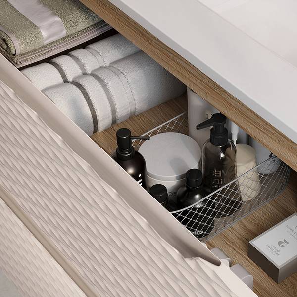 Doppelwaschtisch OLUO-56-6 Beige - Holzwerkstoff - 120 x 78 x 46 cm