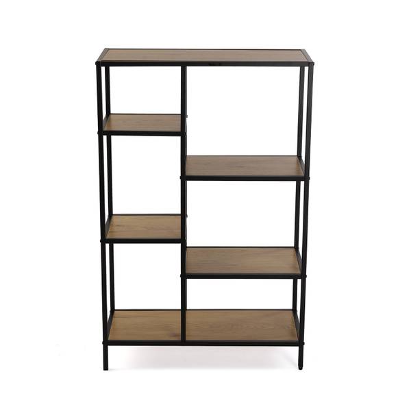 Regal Cedric Schwarz - Holzwerkstoff - Holz teilmassiv - 70 x 109 x 30 cm