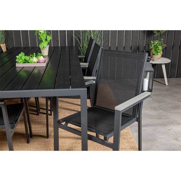 Gartenset Break 7-teilig Schwarz - Webstoff - 90 x 74 x 205 cm
