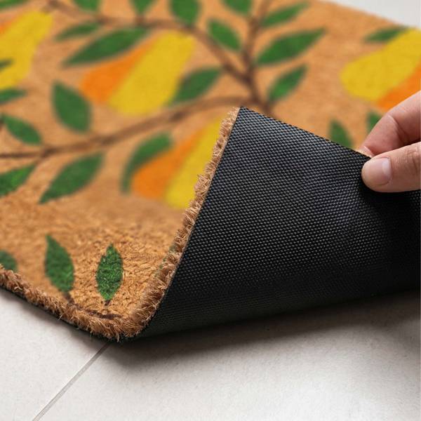 Paillasson en coco motif, 60 x 40 cm Marron - Vert - Jaune - Fibres naturelles - Matière plastique - 60 x 2 x 40 cm
