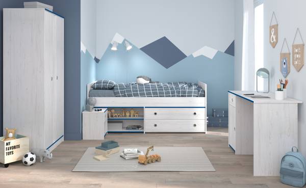 Jugendzimmer Smoozy26 4-teilig Weiß - Holzwerkstoff - 203 x 182 x 95 cm