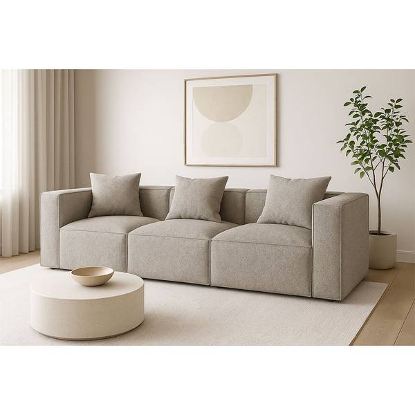 Sofa Box Grau - Webstoff - 92 x 65 x 256 cm