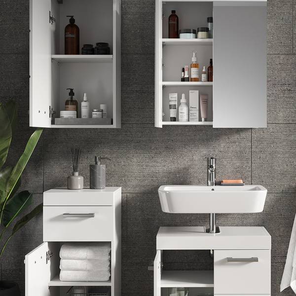 Meubles bain Luna 38782 lot de 4 Blanc pur