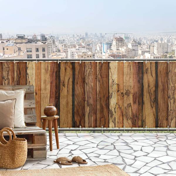 Balkon Sichtschutz Woody Flamed 350 x 75 cm