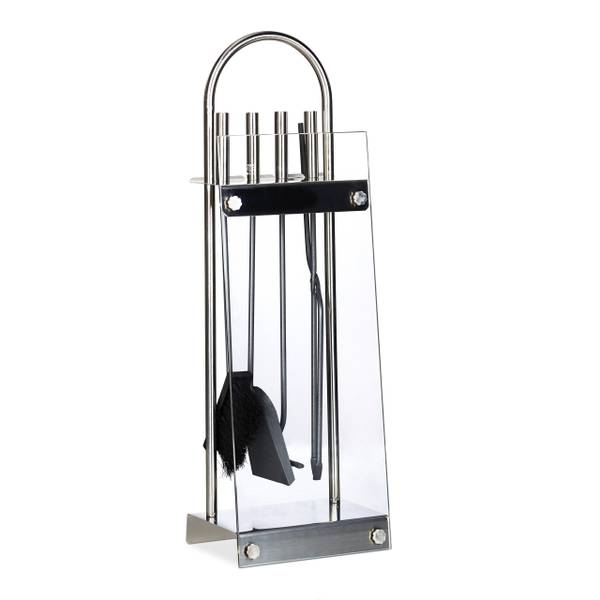 Ensemble serviteur de cheminée 5 pièces Noir - Argenté - Acier - 25 x 75 x 17 cm