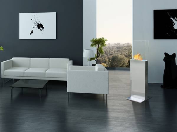 Bioethanol-Kamin CLIO Silber - Metall - 45 x 137 x 50 cm