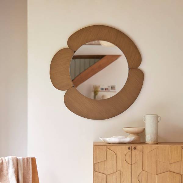 Spiegel Sara beige - mindihout - 110 x 110 x 3 cm
