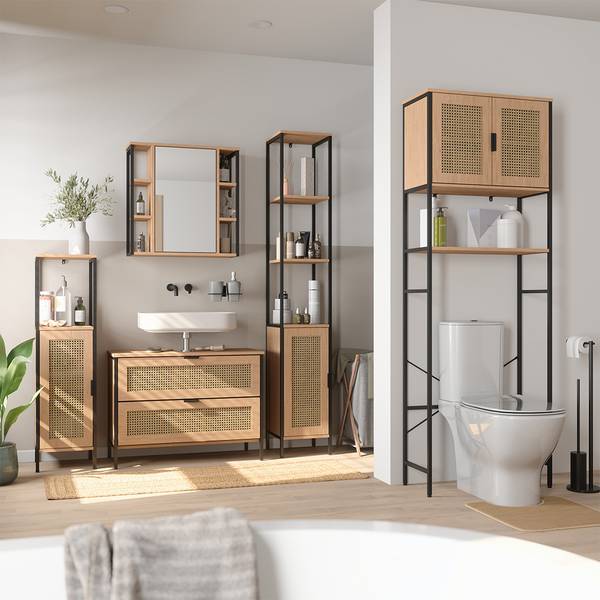 Meubles bain Linara 63270 lot de 4 Marron - Bois manufacturé - 80 x 59 x 35 cm