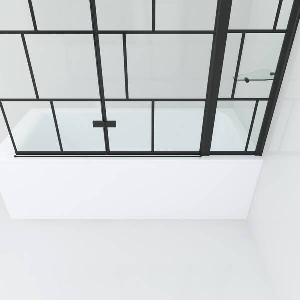 Duschabtrennung Badewannenaufsatz Schwarz - Glas - 150 x 140 x 0 cm