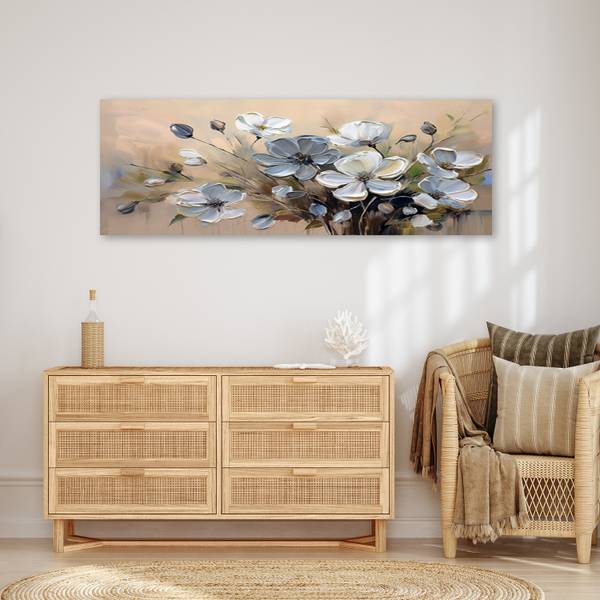 Wandbild blumen strauß abstraktion 90 x 30 cm