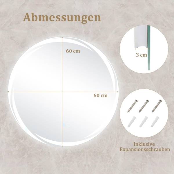 Badspiegel NM0389PQDE Silber - Glas - 60 x 3 x 60 cm