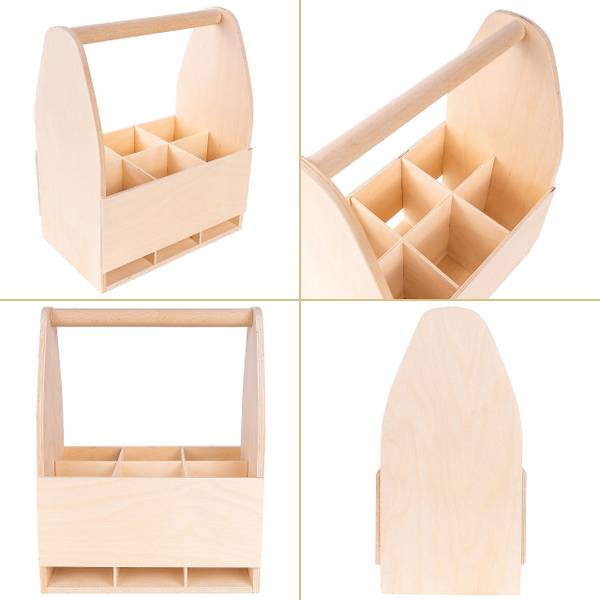 Flaschenträger Fabian Beige - Holzwerkstoff - 16 x 30 x 24 cm