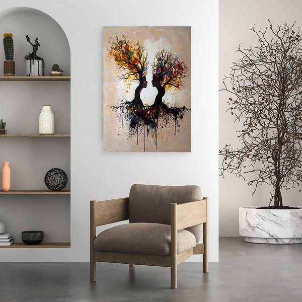 Wandbild Bäume Beige - Polyester - 40 x 60 x 3 cm