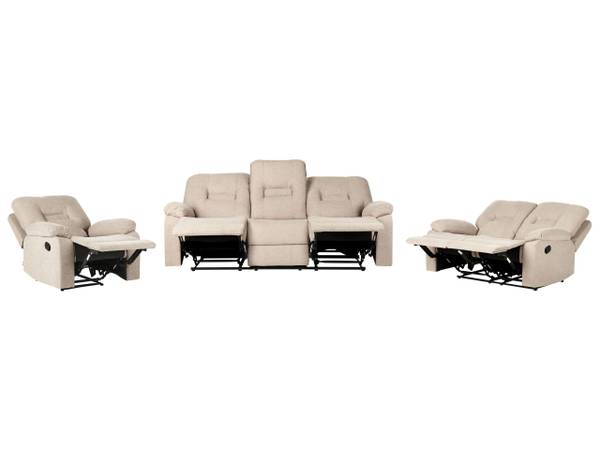 Zitgroep BERGEN 3-delig beige - zwart - bamboe - 73 x 101 x 73 cm