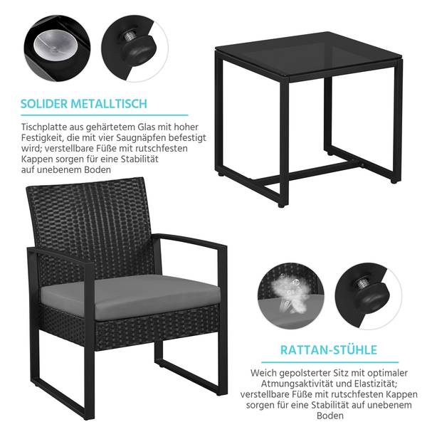 Gartenmöbel-Set ARH24 3er Set Grau
